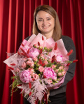 Buchet cu bujori roz, varianta premium