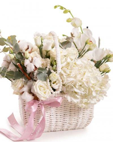 Orchids and Roses basket arrangement