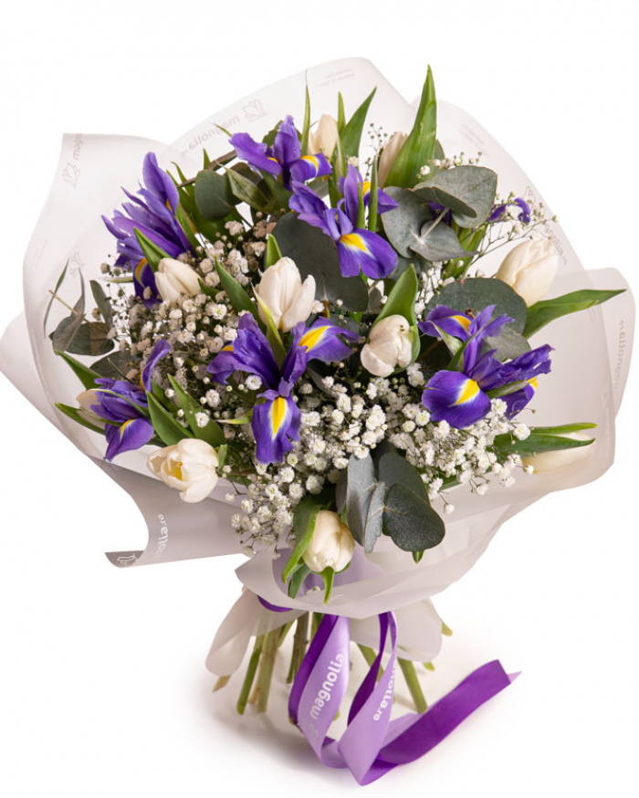 Bouquet of tulips and irises – imaginea 1