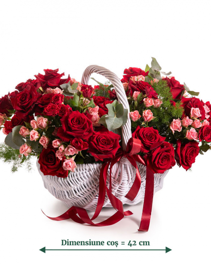 “Grande Passion” Red Rose Big Basket – imaginea 1