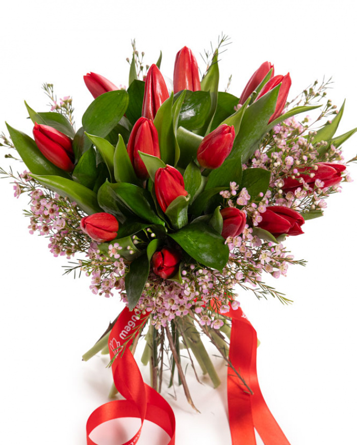 Buchet cu Lalele si Chamelaucium varianta premium