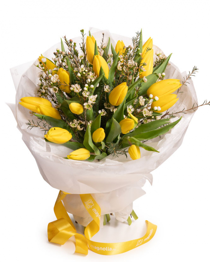 Buchet cu lalele galbene, varianta deluxe