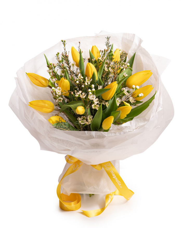 Buchet cu lalele galbene, varianta deluxe