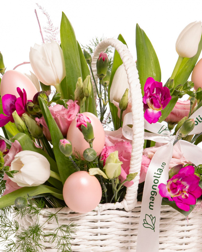 Coș cadou cu flori „Easter morning” – imaginea 2