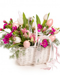 Coș cadou cu flori „Easter morning” – imaginea 1