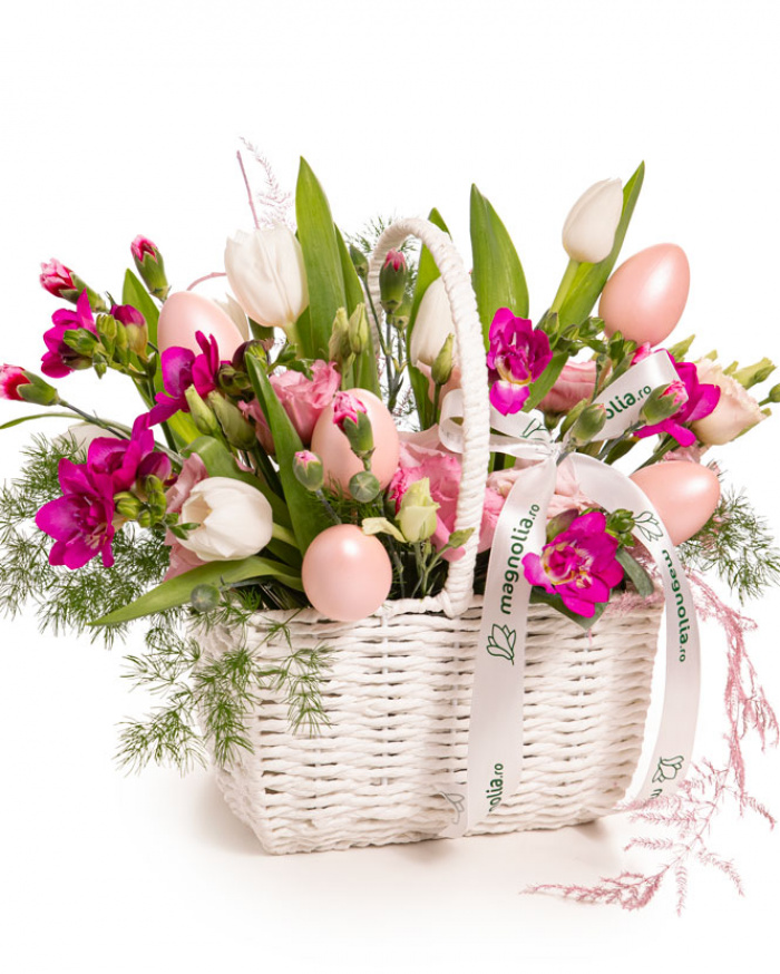 Coș cadou cu flori „Easter morning” – imaginea 1