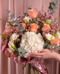Orange Rose and Freesia Bouquet – imaginea 3