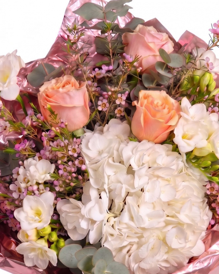 Orange Rose and Freesia Bouquet – the image 2