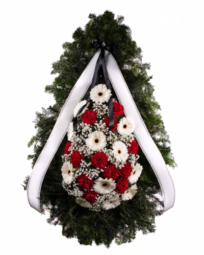 Funeral wreath with gerberas and carnations