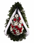 Funeral wreath with gerberas and carnations – imaginea 1
