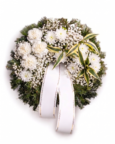 Jerbă funerară cu crizanteme și garoafe