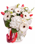 Bouquet of fresias tulips and gerberas – imaginea 1
