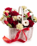  Red Roses and Red Gerberas Basket – imaginea 1