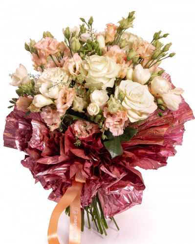 Buchet trandafiri albi „Romance"