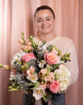 "Signorina" pink rose and hydrangea bouquet – imaginea 3
