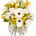 Buchet cu gerbera, trandafiri şi alstroemeria