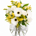 Buchet cu gerbera, trandafiri şi alstroemeria