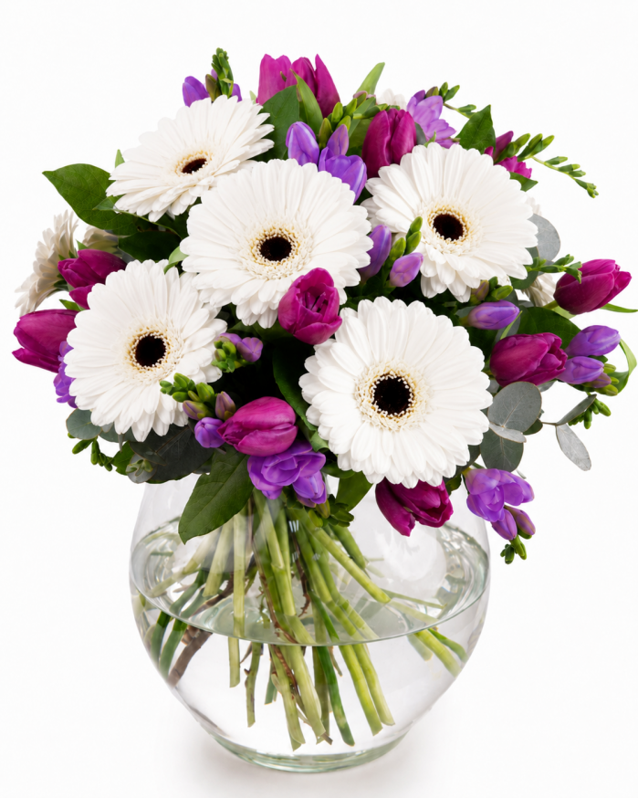 Buchet cu lalele si gerbera – imaginea 1