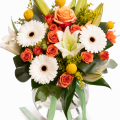 Buchet portocaliu cu gerbera și crini