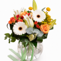 Buchet portocaliu cu gerbera și crini