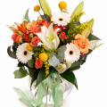Buchet portocaliu cu gerbera și crini