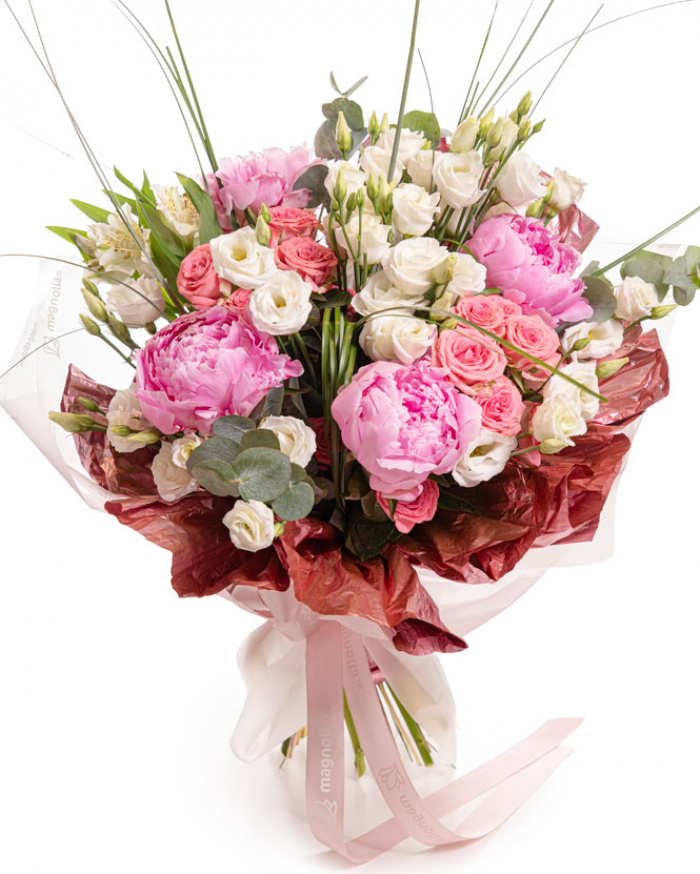 “Gentle Bloom” Pink Peony Bouquet – imaginea 1