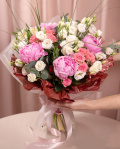 “Gentle Bloom” Pink Peony Bouquet – imaginea 3