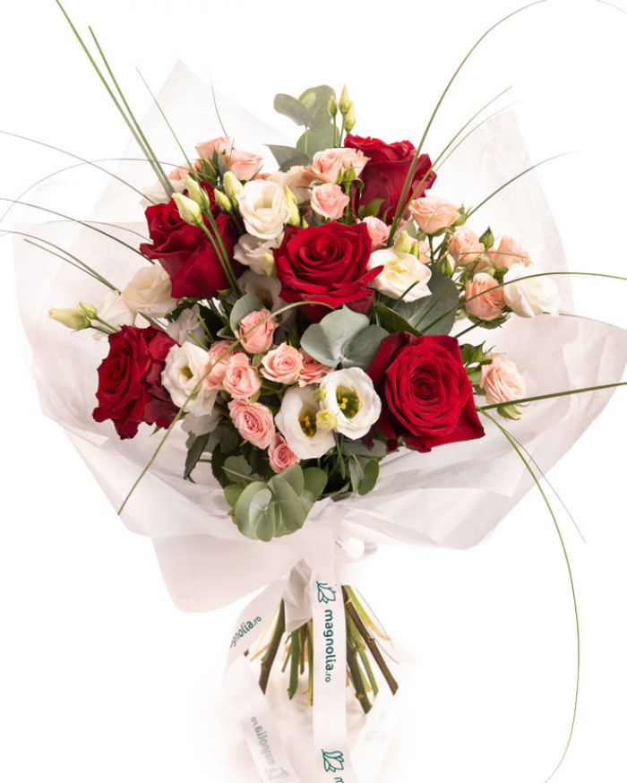 Rose and Eustoma Bouquet "Graceful" – imaginea 1