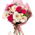 Buchet crizanteme si gerbera