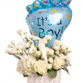 Coș cu flori nou-născut „Welcome Baby Boy”